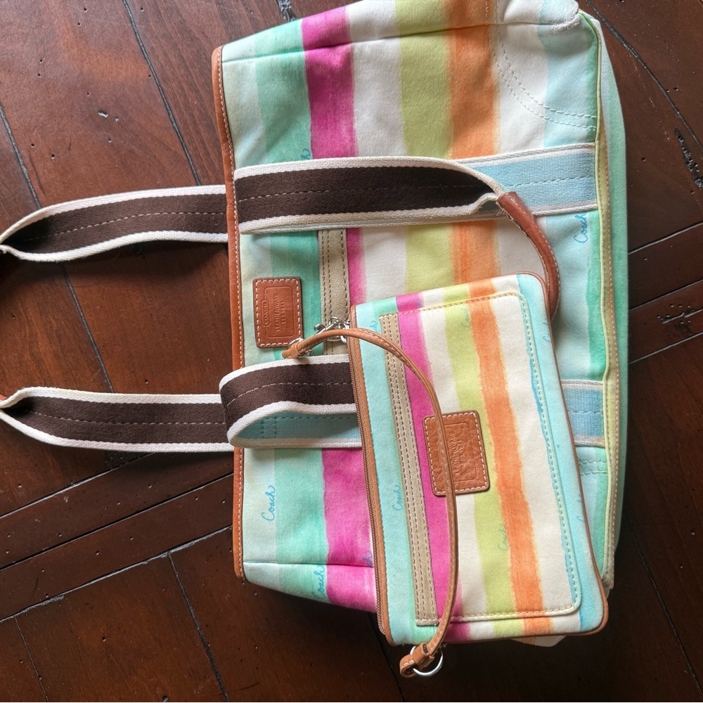 Used coach tote and wallet set